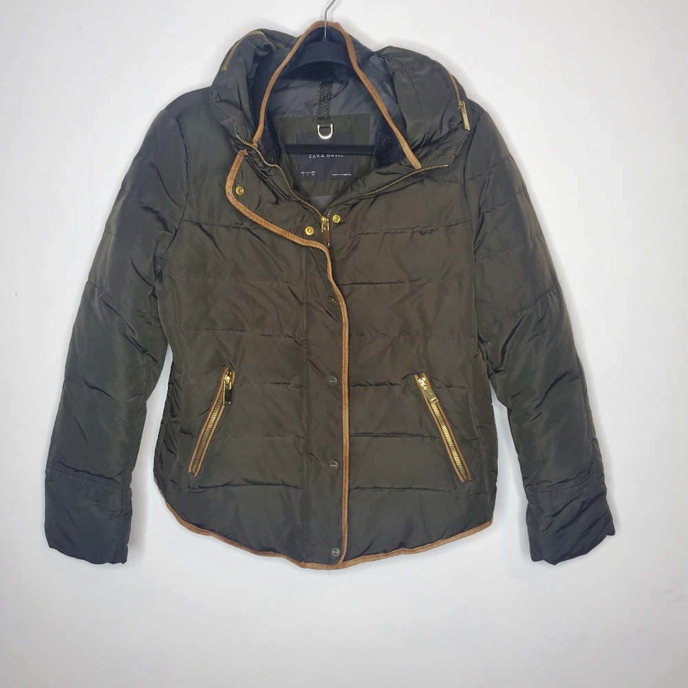 Zara Basic compactab green duck filled large coat